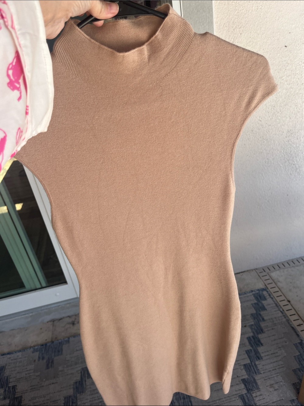 Le Lis Beige/Tan Cap-Sleeve Mini Dress